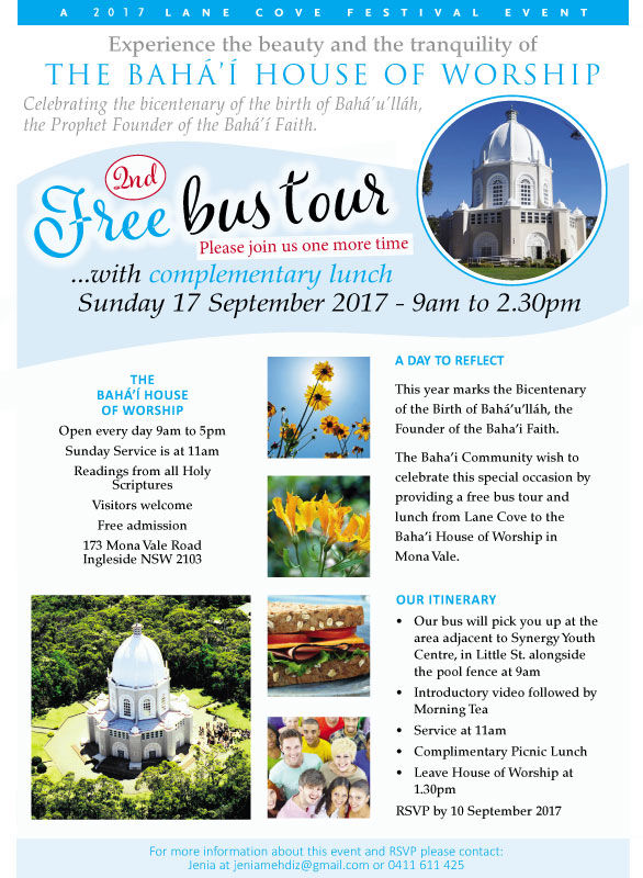 Flyer Graphic Design for Bahai Bus Tour