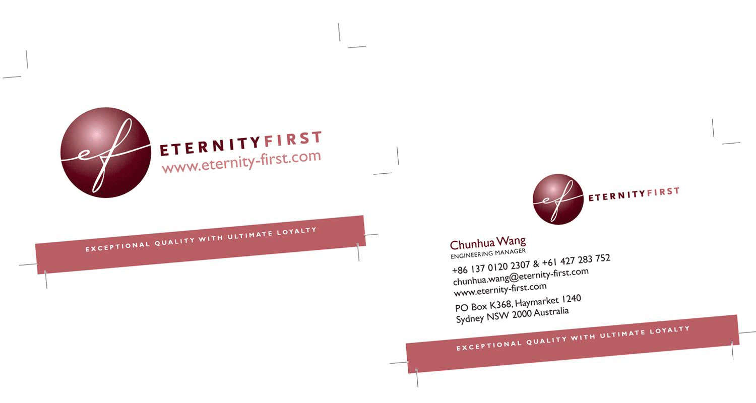 Logo and Business Card Design for Eternity First Sydney