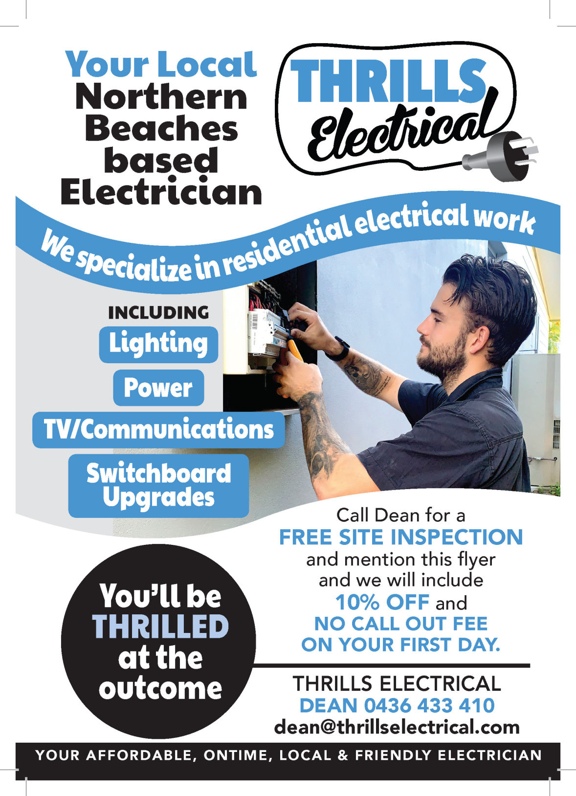 Logo and Flyer Grapahic Design for Thrills Electrical